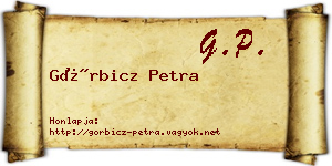 Görbicz Petra névjegykártya